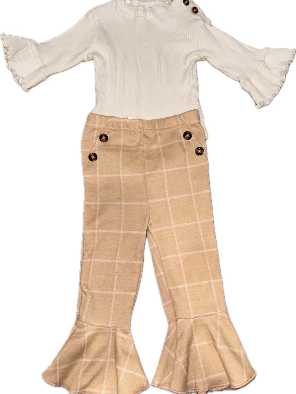 Rachel Zoe White Ribbed Baby Top with Ruffle Trim 18M RUNS SMALL